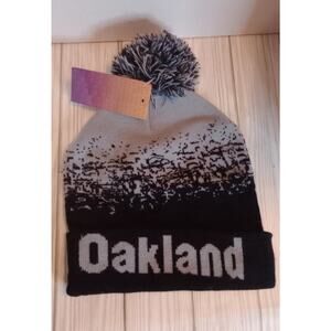 Lida Collection Unisex OAKLAND Beanie Warm Winter Hat Black Gray Pom Pom NWT